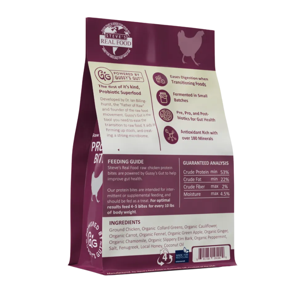 Steve's Real Food Freeze Dried Gut Boosting Protein Treats Chicken for Dogs and Cats