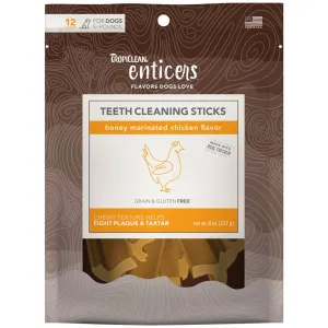 Tropiclean Enticers Honey Marinated Chicken Flavor Teeth Cleaning Sticks Dental Dog Treats 8oz