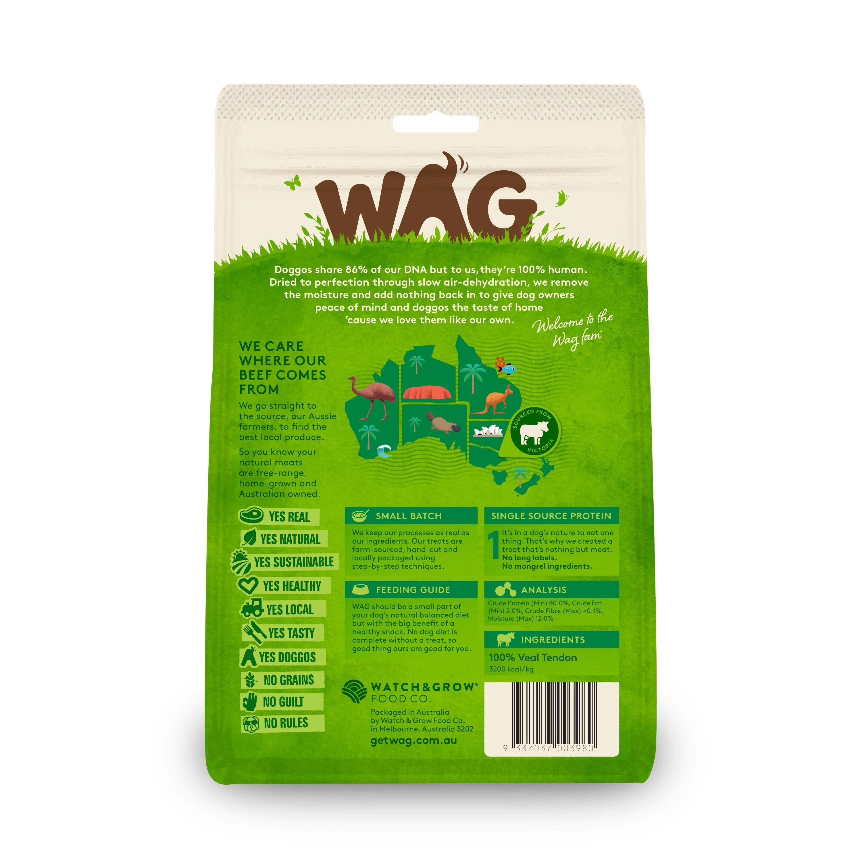 Wag Veal Tendons Dog Treats 200g