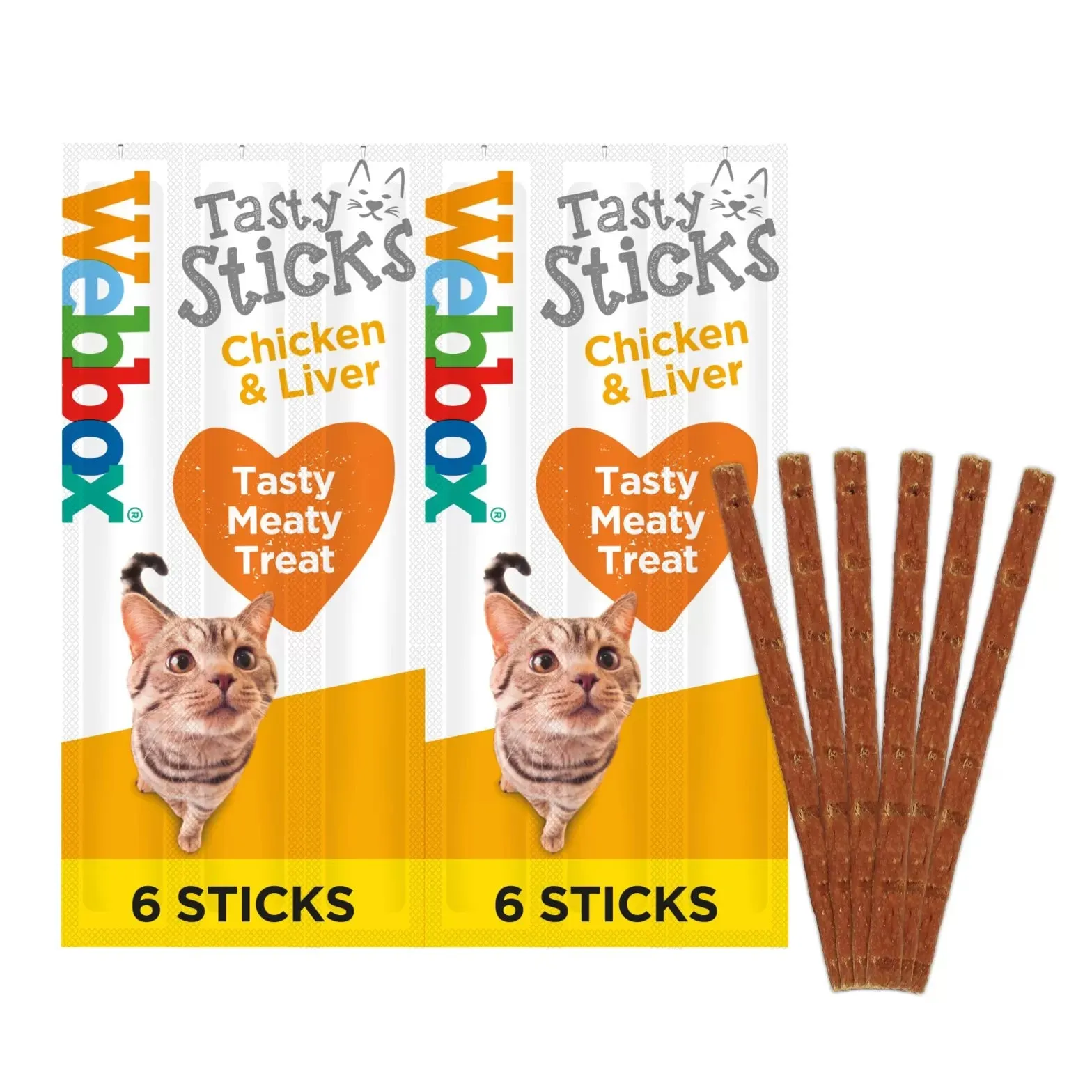 Webbox Cats Delight Tasty Cat Sticks Chicken & Liver 6 Sticks - Case of 25