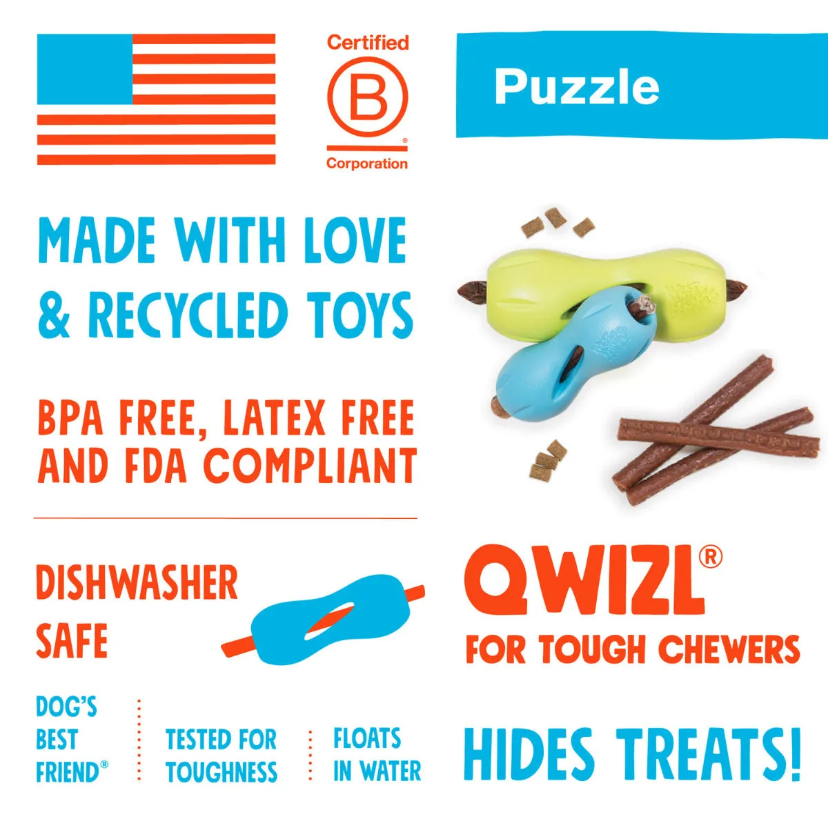 West Paw Qwizl Treat Toy