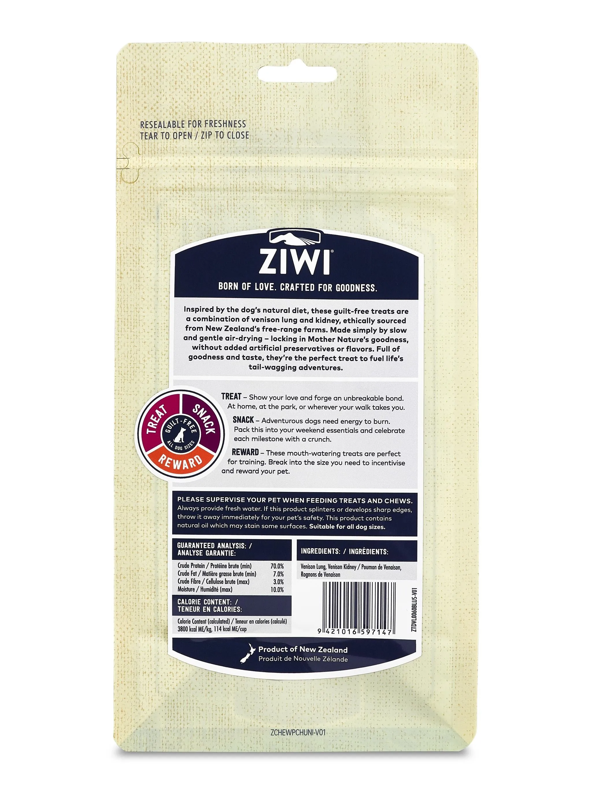 Ziwi Peak Venison Lung & Kidney Oral Dog Chew